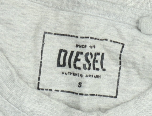 Diesel Men's Grey Crew Neck Short Sleeve Cotton T-Shirt Small