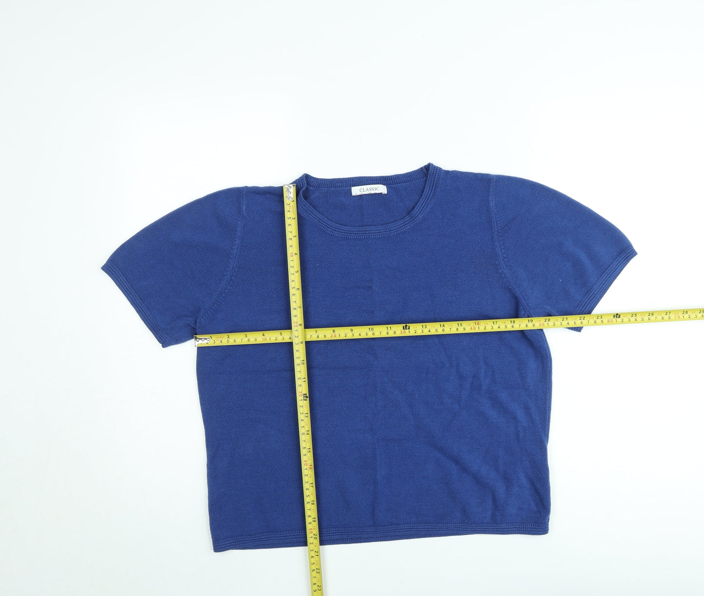 Marks and Spencer Womens Blue Cotton Short Sleeve Pullover Jumper 2XL