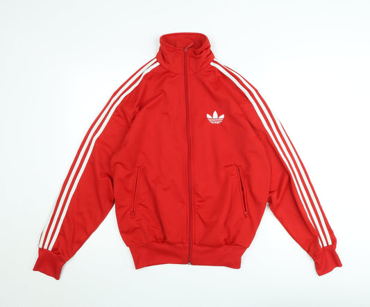 Adidas Men's Red Bomber Track Jacket Size M Full Zip Retro Style