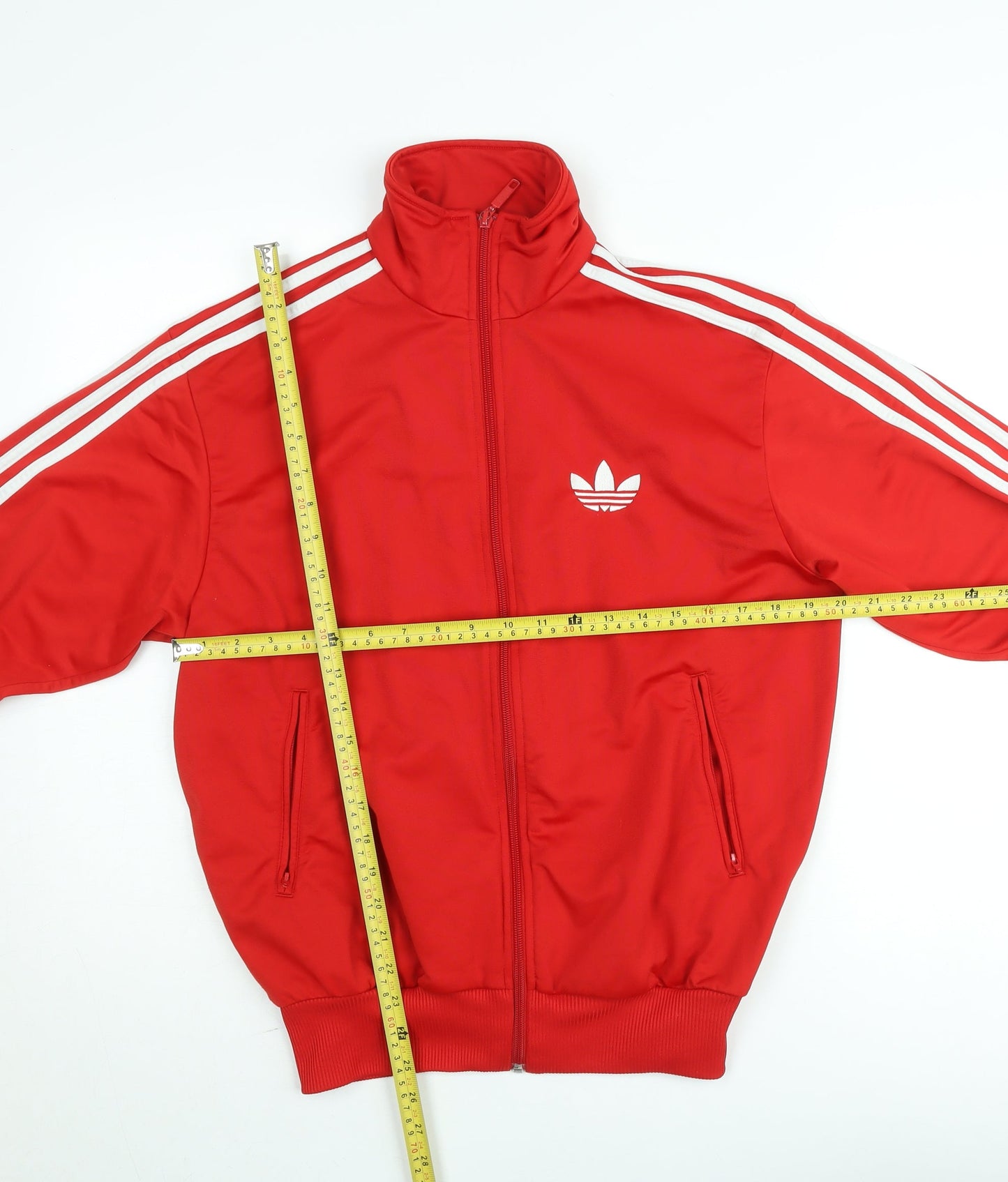 Adidas Men's Red Bomber Track Jacket Size M Full Zip Retro Style