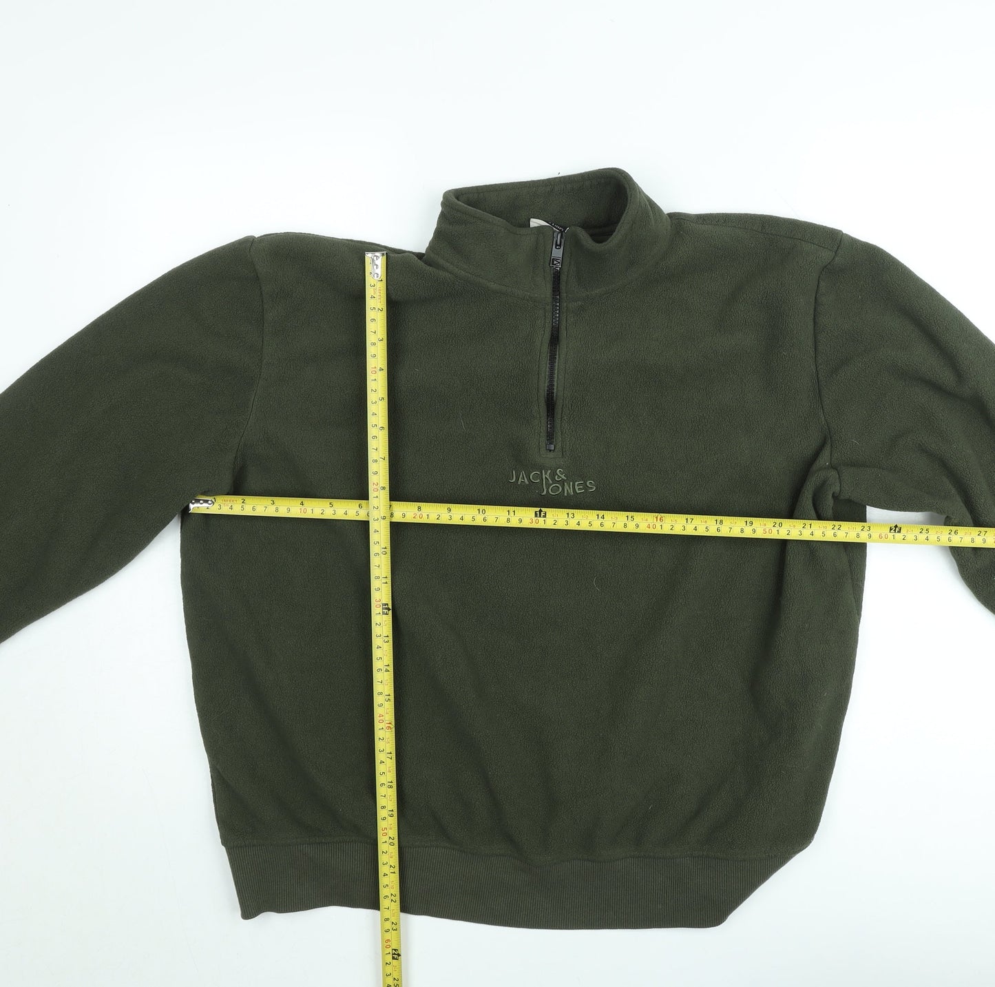 Jack & Jones Mens Green Fleece 1/4 Zip Pullover Sweatshirt Size L