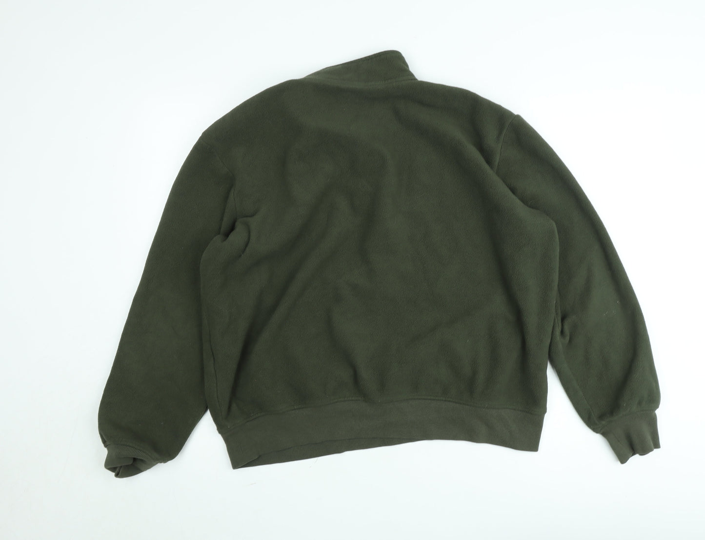 Jack & Jones Mens Green Fleece 1/4 Zip Pullover Sweatshirt Size L