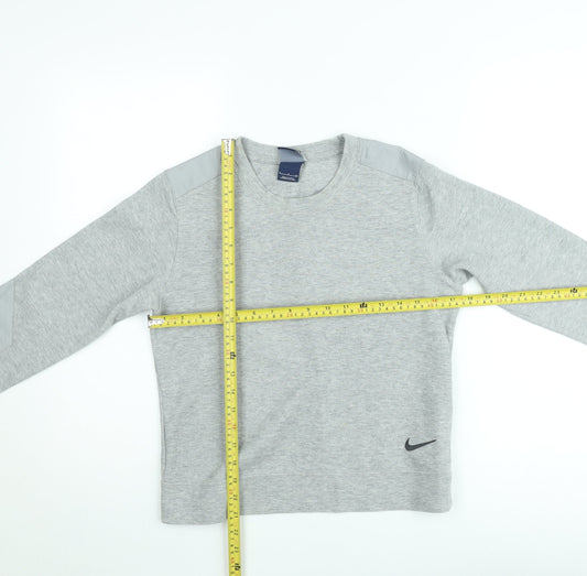 Nike Men's Grey Small Pullover Sweatshirt Crew Neck Logo Sportswear