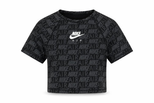 Nike Girls Black XS Cropped Logo T-Shirt Lightweight Cotton Blend