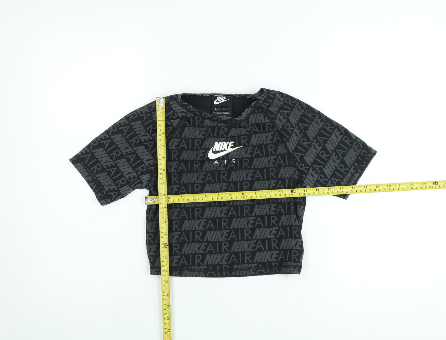 Nike Girls Black XS Cropped Logo T-Shirt Lightweight Cotton Blend