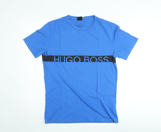 Hugo Boss Men's Blue Slim Fit Logo Crew Neck T-Shirt Size L