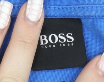 Hugo Boss Men's Blue Slim Fit Logo Crew Neck T-Shirt Size L