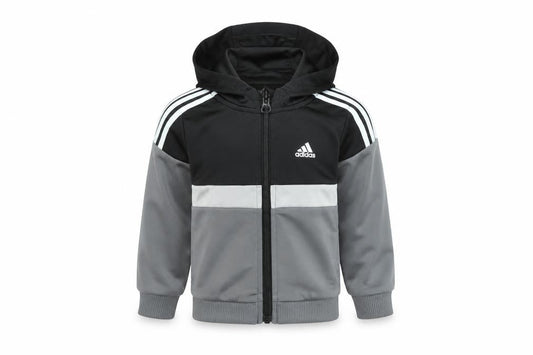 Adidas Boys Grey Hooded Track Jacket 6-9 Months Full Zip Sportswear
