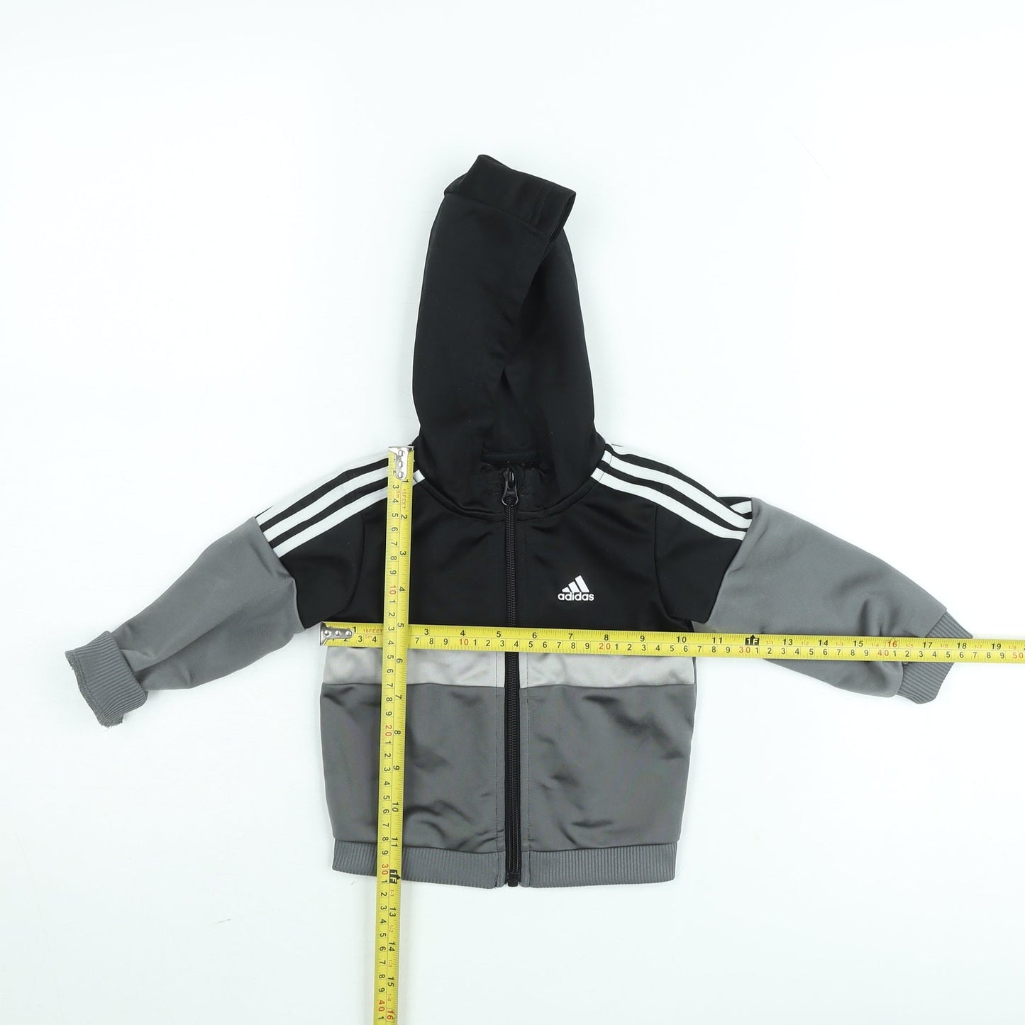 Adidas Boys Grey Hooded Track Jacket 6-9 Months Full Zip Sportswear