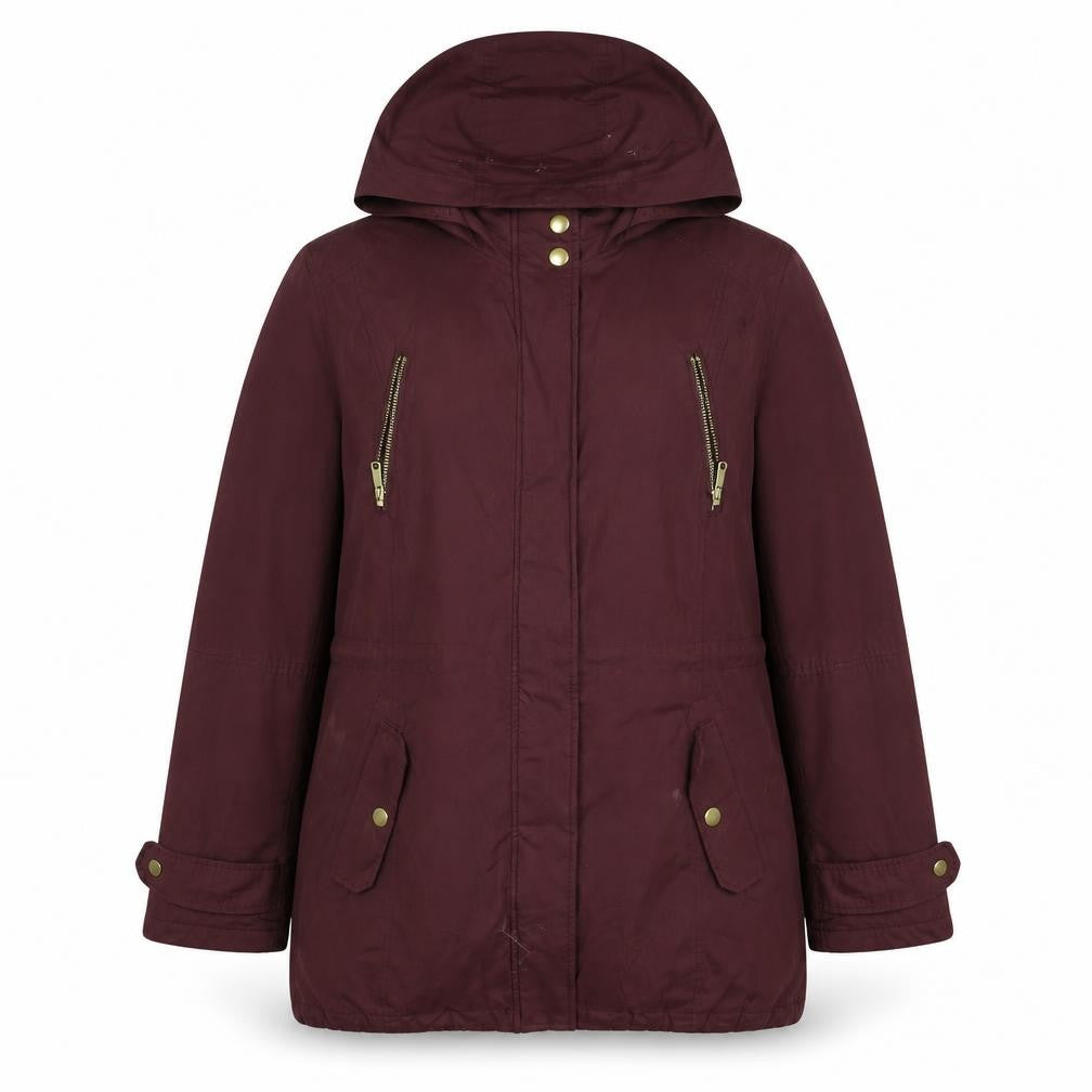Paco Boutique Womens Red Hooded Parka Jacket Size 18