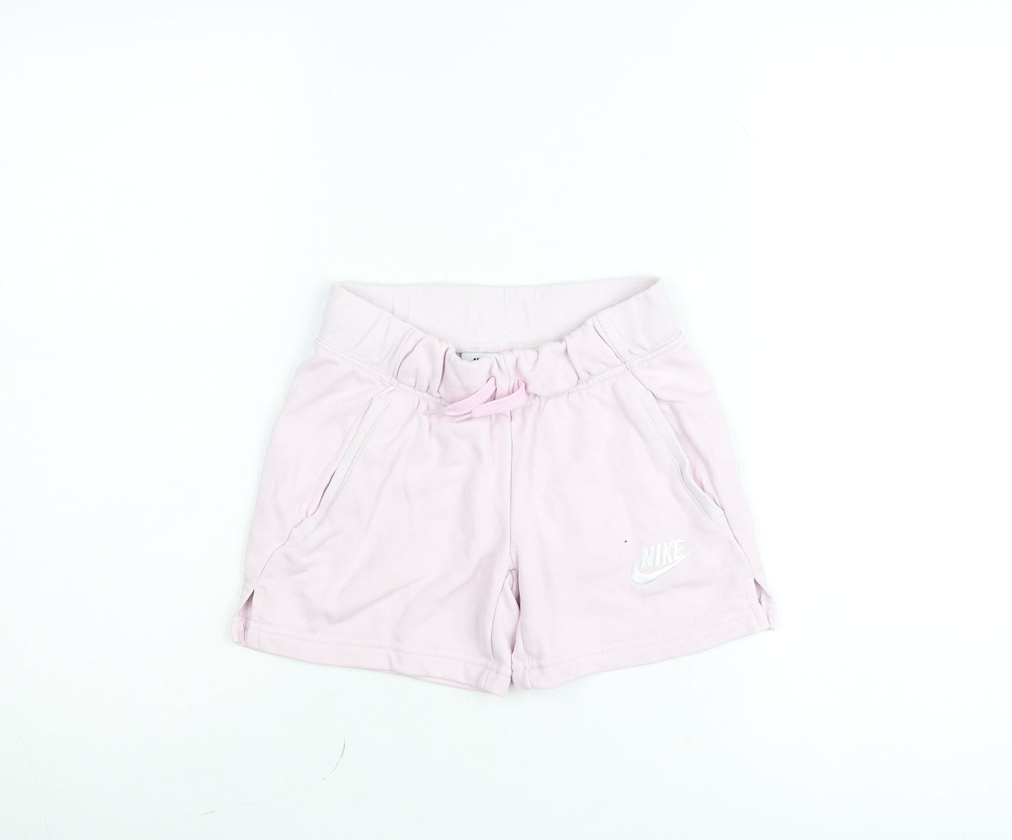 Nike Girls Pink Sweat Shorts Size 8-9 Years Elastic Waist Gym Training