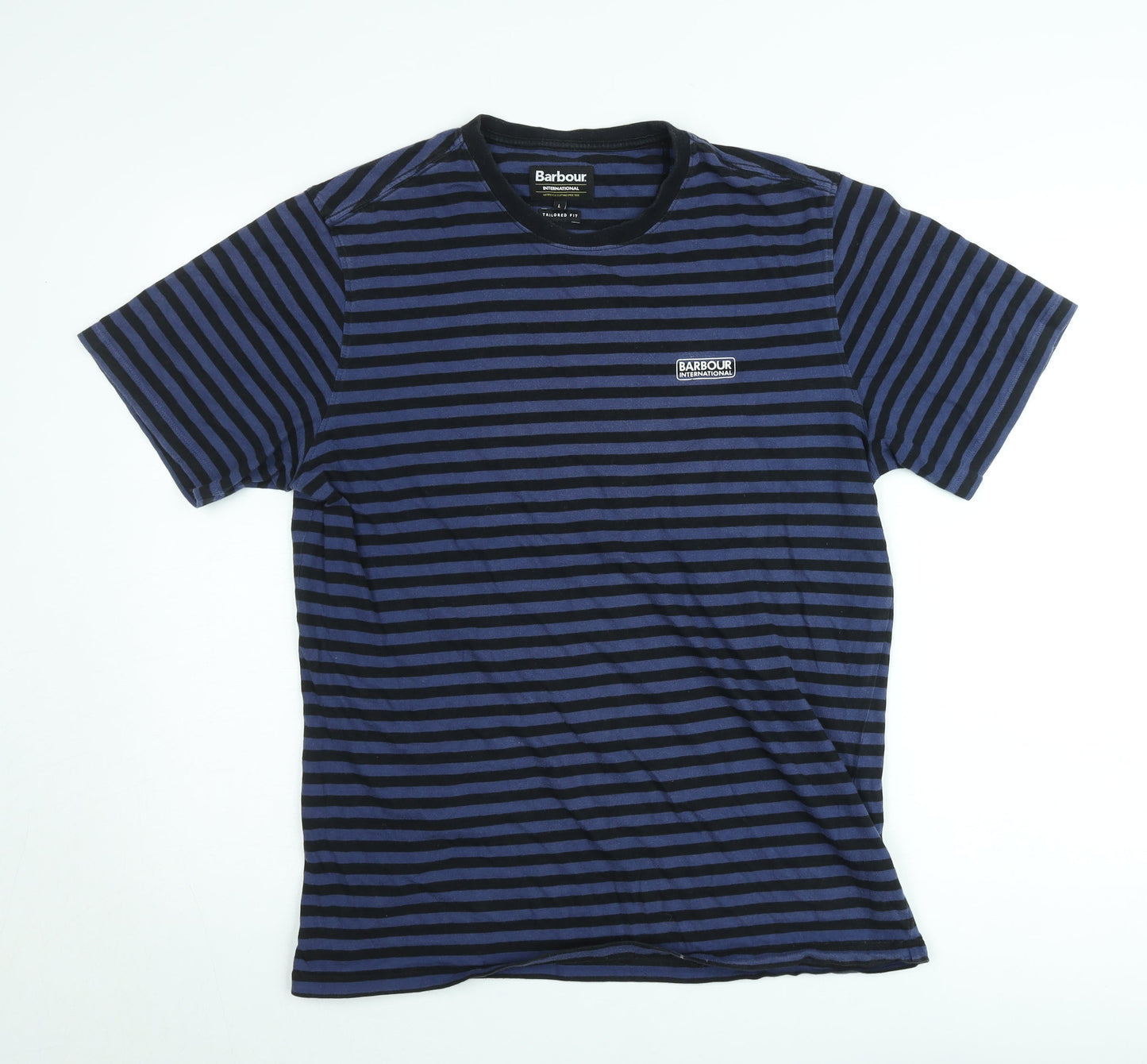 Barbour International Men's Blue Striped Tailored Fit Cotton T-Shirt L