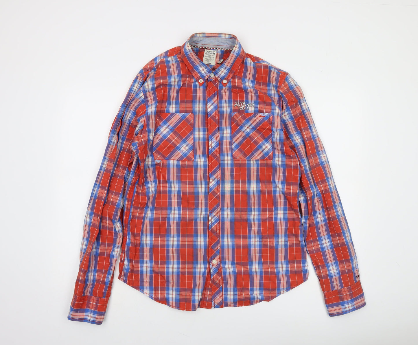 Tommy Hilfiger Men’s Red Plaid Button-Down Long Sleeve Cotton Shirt M