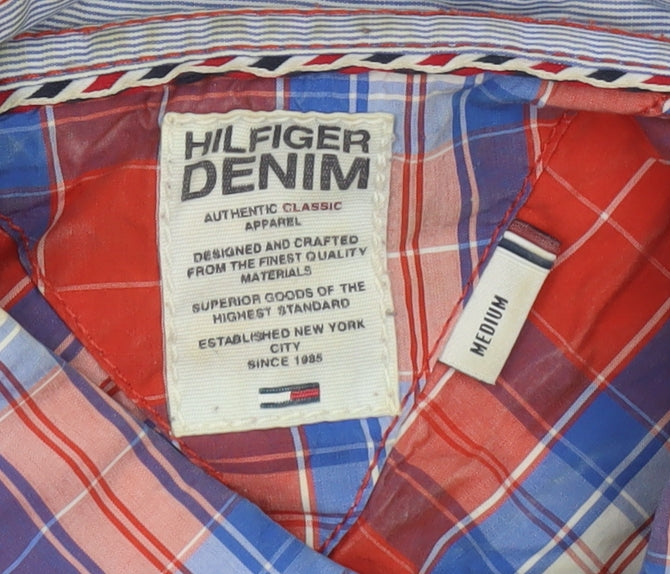 Tommy Hilfiger Men’s Red Plaid Button-Down Long Sleeve Cotton Shirt M
