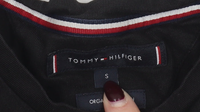 Tommy Hilfiger Women's Black Cotton Logo T-Shirt Size S
