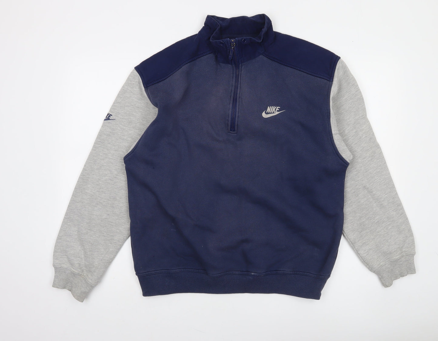 Nike Mens Blue Grey 1/4 Zip Sports Sweatshirt M Regular Fit