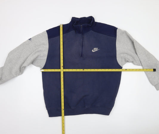 Nike Mens Blue Grey 1/4 Zip Sports Sweatshirt M Regular Fit