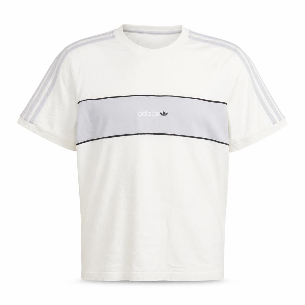 Front view of Adidas men’s white grey crew neck short sleeve sports t-shirt l