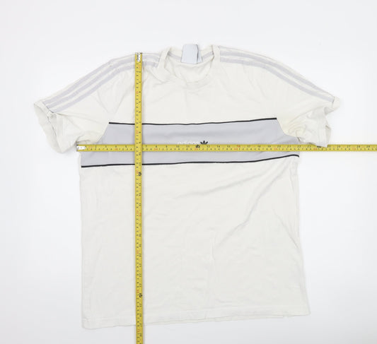 Adidas Mens White Grey Crew Neck Short Sleeve Sports T-Shirt L
