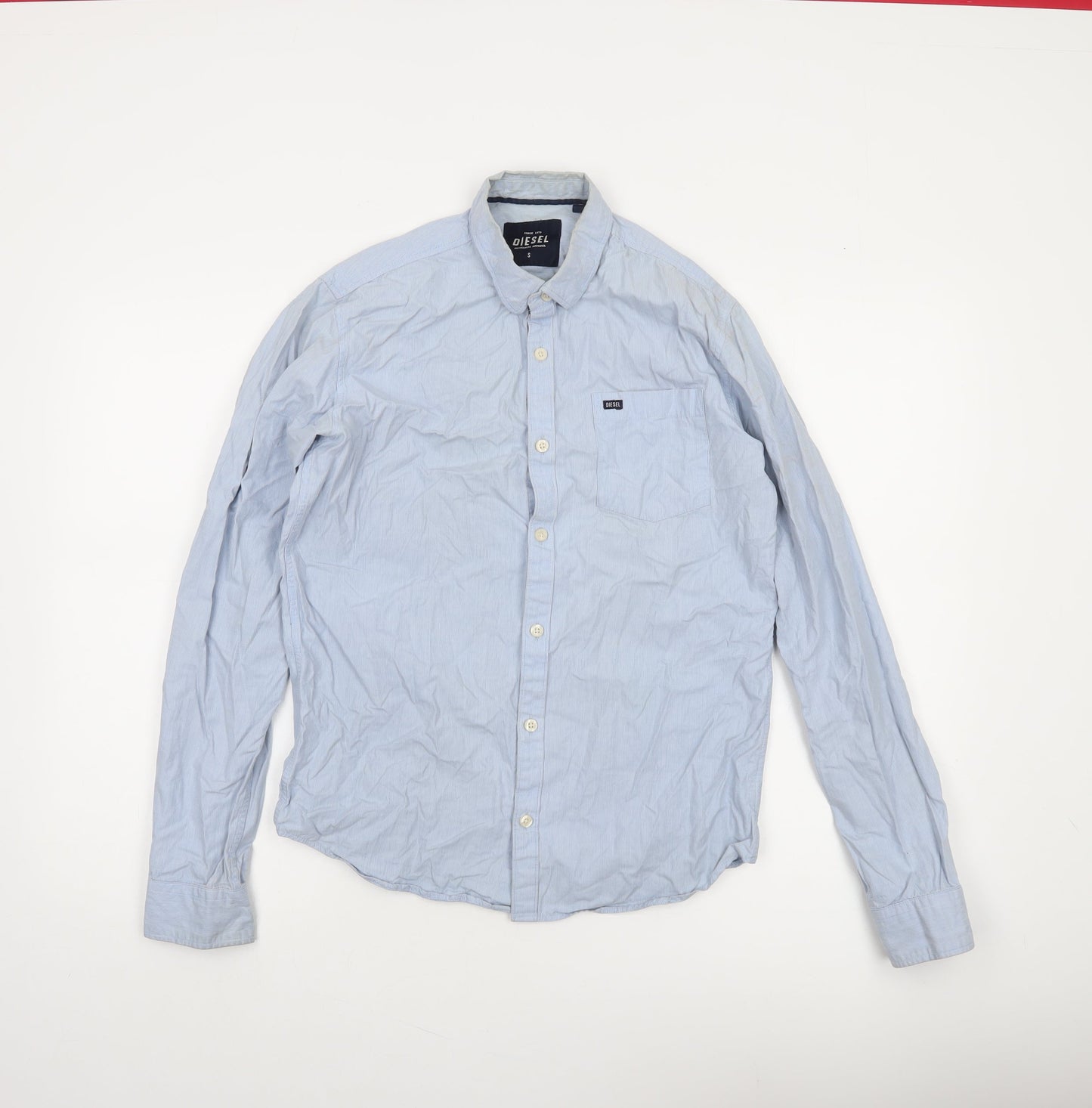 Diesel Men's Blue Cotton Button-Up Long Sleeve Casual Shirt S