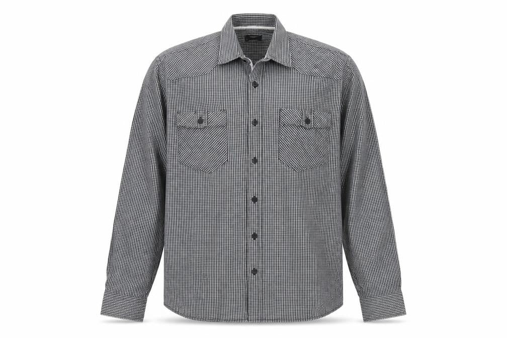 Genthouse Men's Black Check Long Sleeve Button-Up Shirt L Cotton Casual