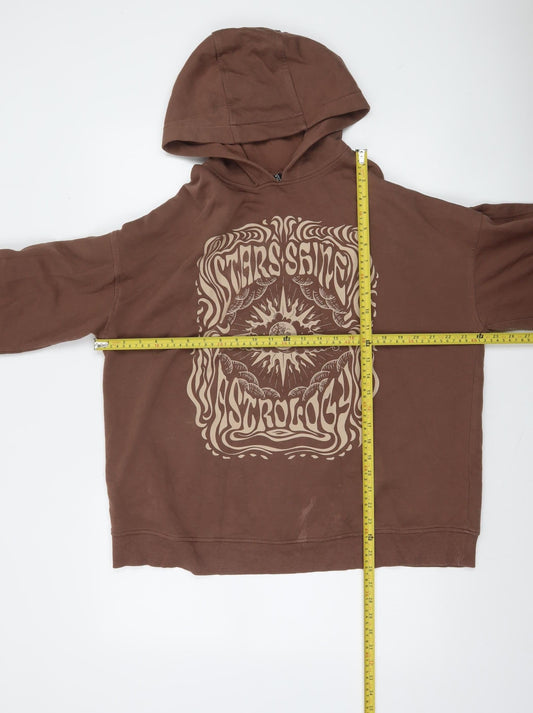 H&M Divided Brown Astrology Graphic Hoodie Women M Relaxed Fit