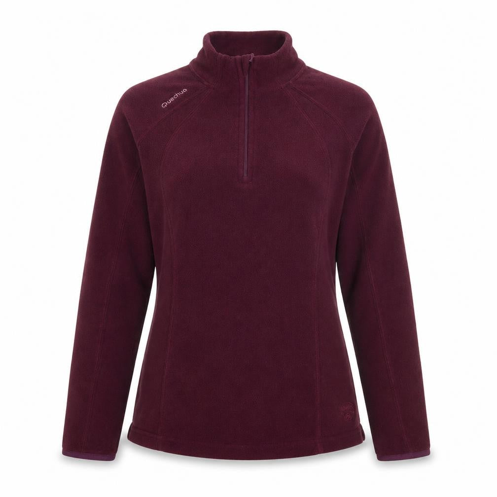 Quechua Women's Burgundy 1/2 Zip Fleece Pullover XS Polyester