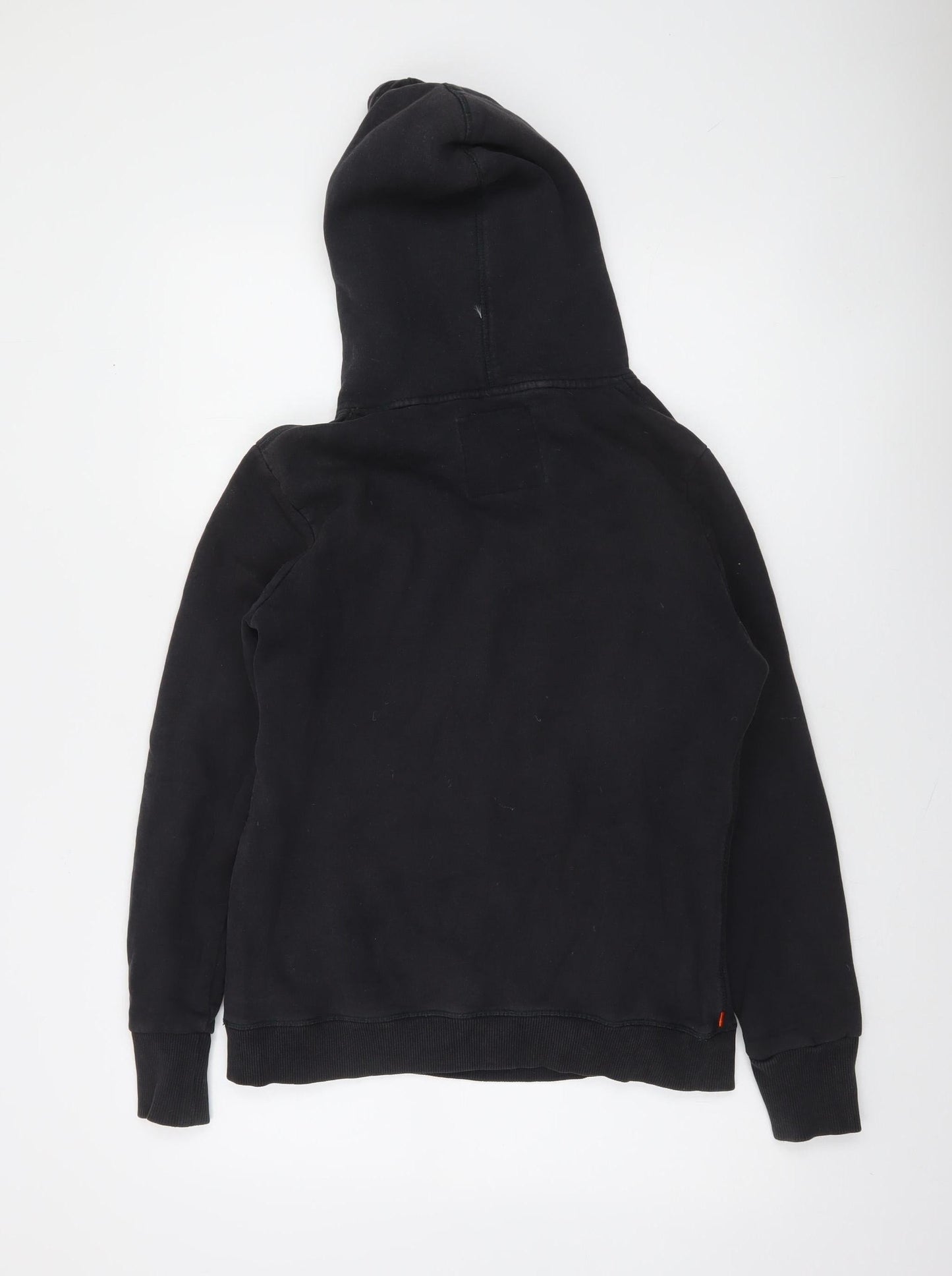 Superdry Womens Black Pullover Hoodie L Vintage Graphic Cotton Blend