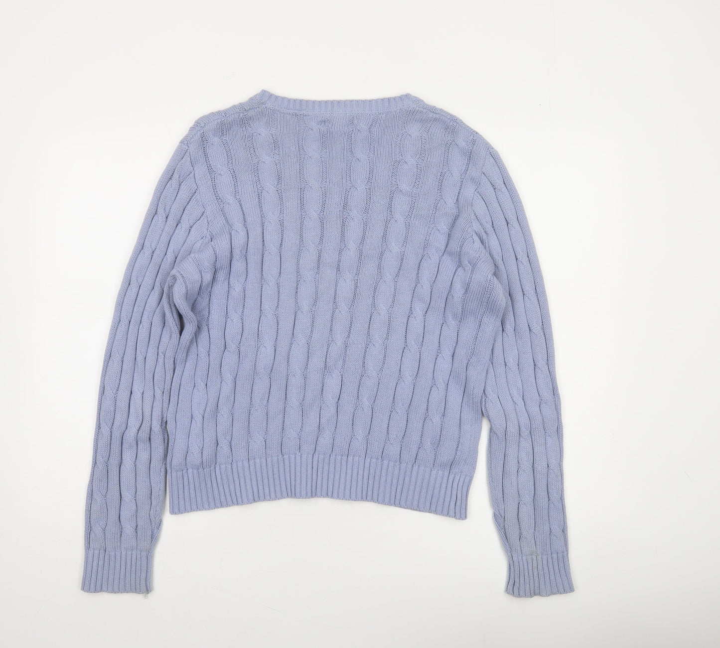 U.S. Polo Assn. Women’s Blue Cable-Knit V-Neck Cotton Jumper XL