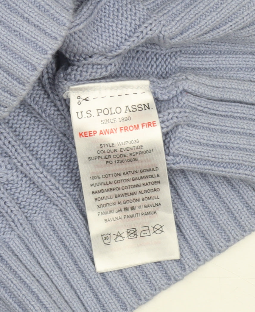U.S. Polo Assn. Women’s Blue Cable-Knit V-Neck Cotton Jumper XL