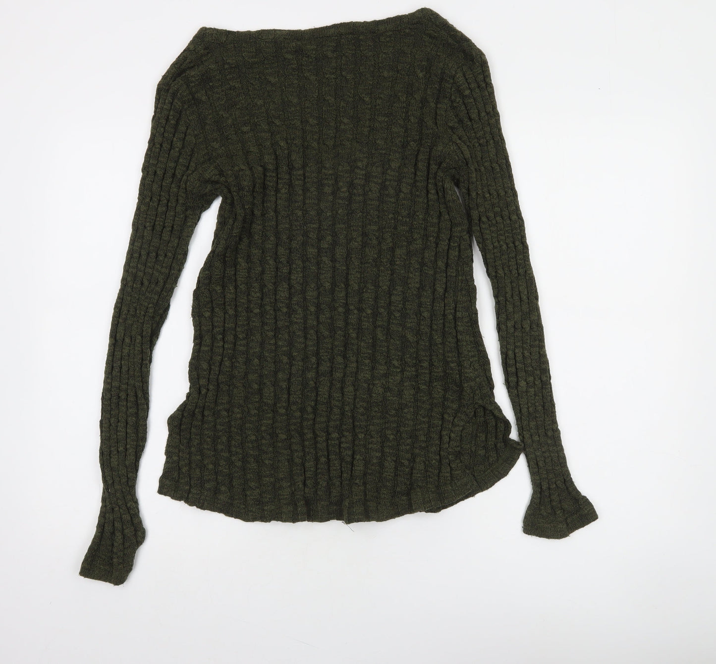 Firetrap Women's Green Wool Blend V-Neck Slim Fit Jumper Size 12
