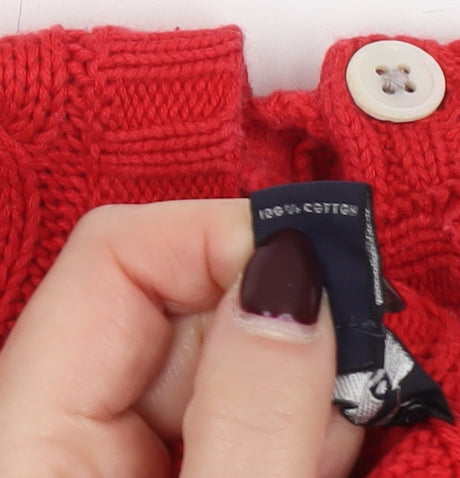 Lands' End Womens Red Cable Knit Cotton Jumper XS