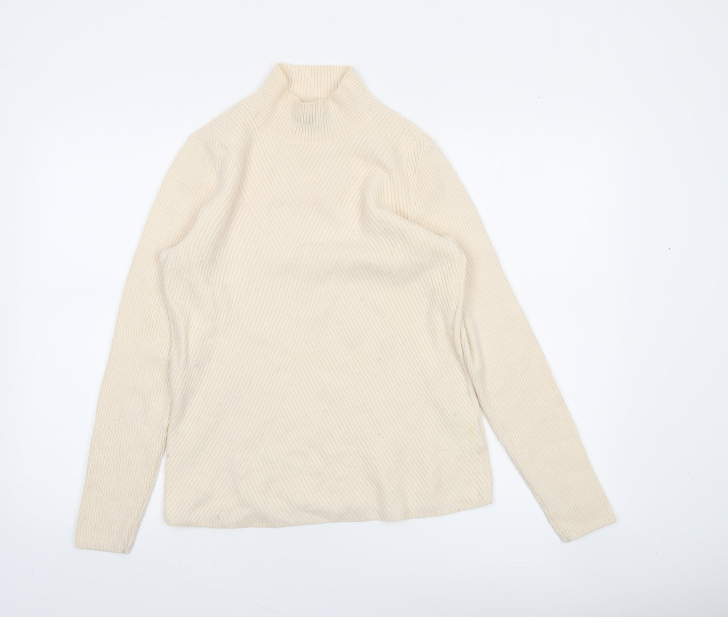 Lands' End Women's Beige 100% Cashmere Mock Neck Jumper Size S