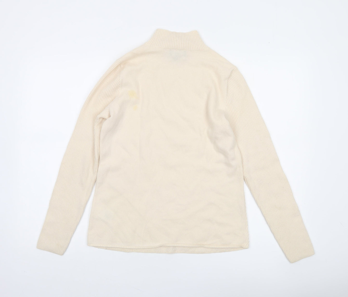 Lands' End Women's Beige 100% Cashmere Mock Neck Jumper Size S