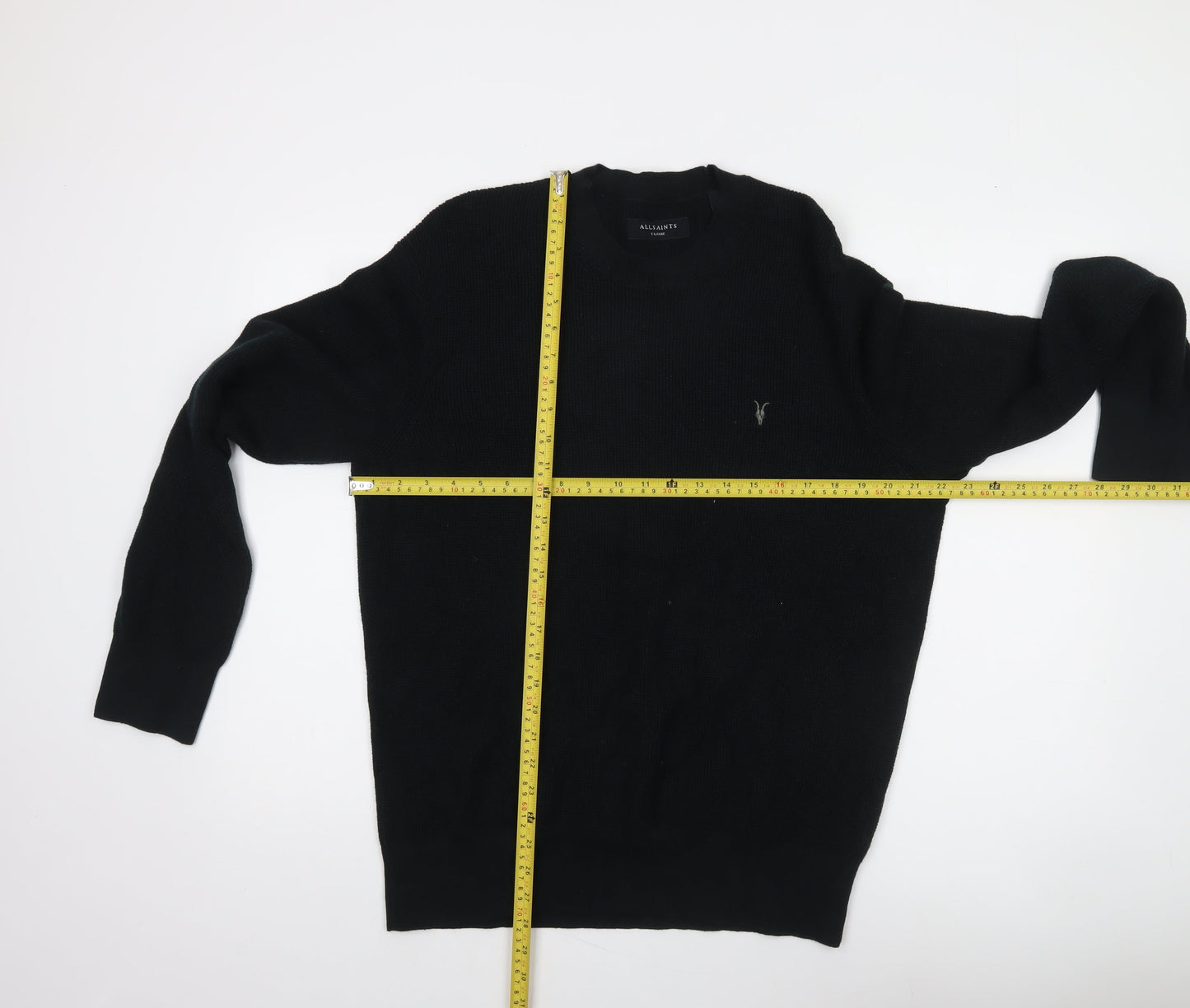 AllSaints Men's Black Wool Crew Neck Jumper XL