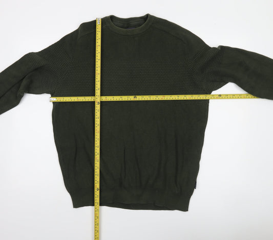Barbour Men's Green Cotton Knit Crew Neck Jumper Size L