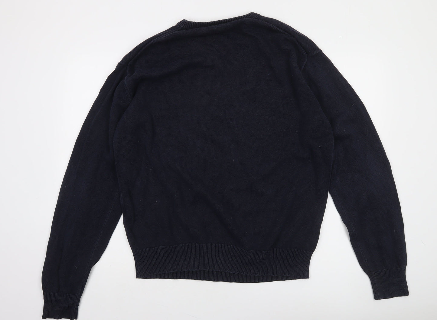 GANT Men's Blue Cotton V-Neck Jumper XL Classic Knit Pullover