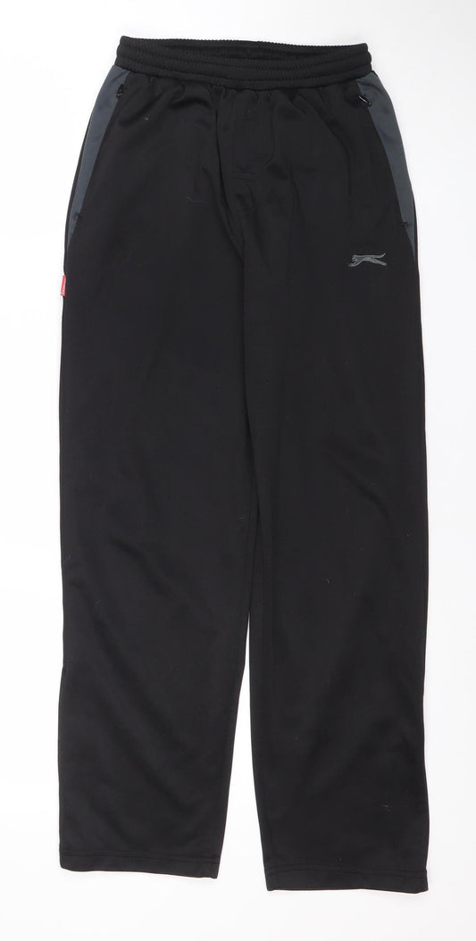Slazenger Boys Black 7 Years Track Pants Lightweight Quick Dry Activewear