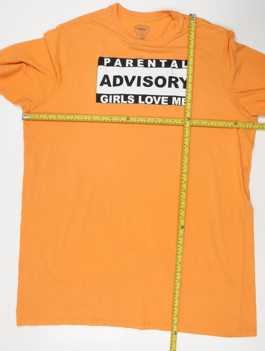The Foundry Supply Co Mens Orange Graphic Print 2XLT T-Shirt
