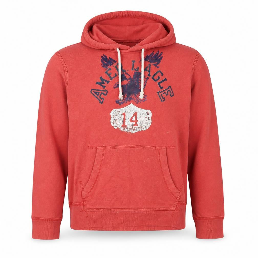 American Eagle Outfitters Men's Red Pullover Hoodie L Graphic Fleece