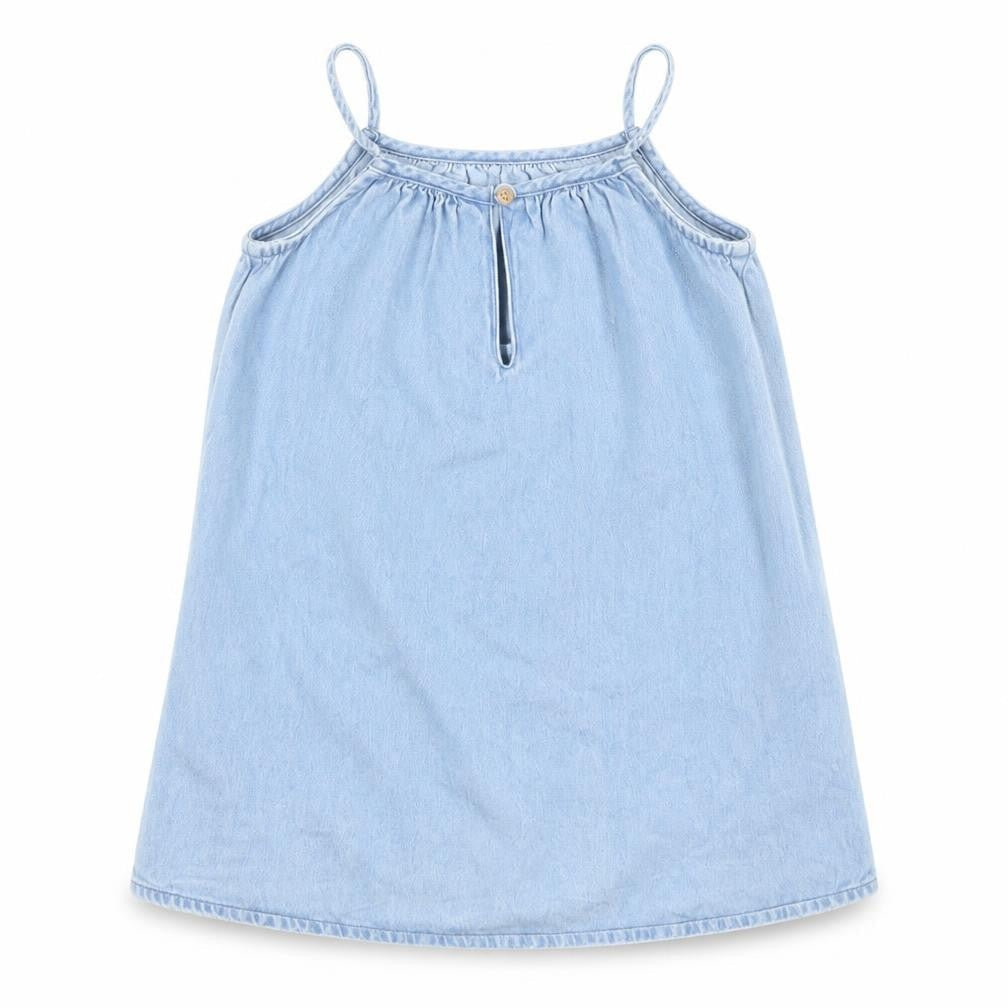 Next Girls Blue Cotton Denim Halter A-Line Summer Dress 7 Years