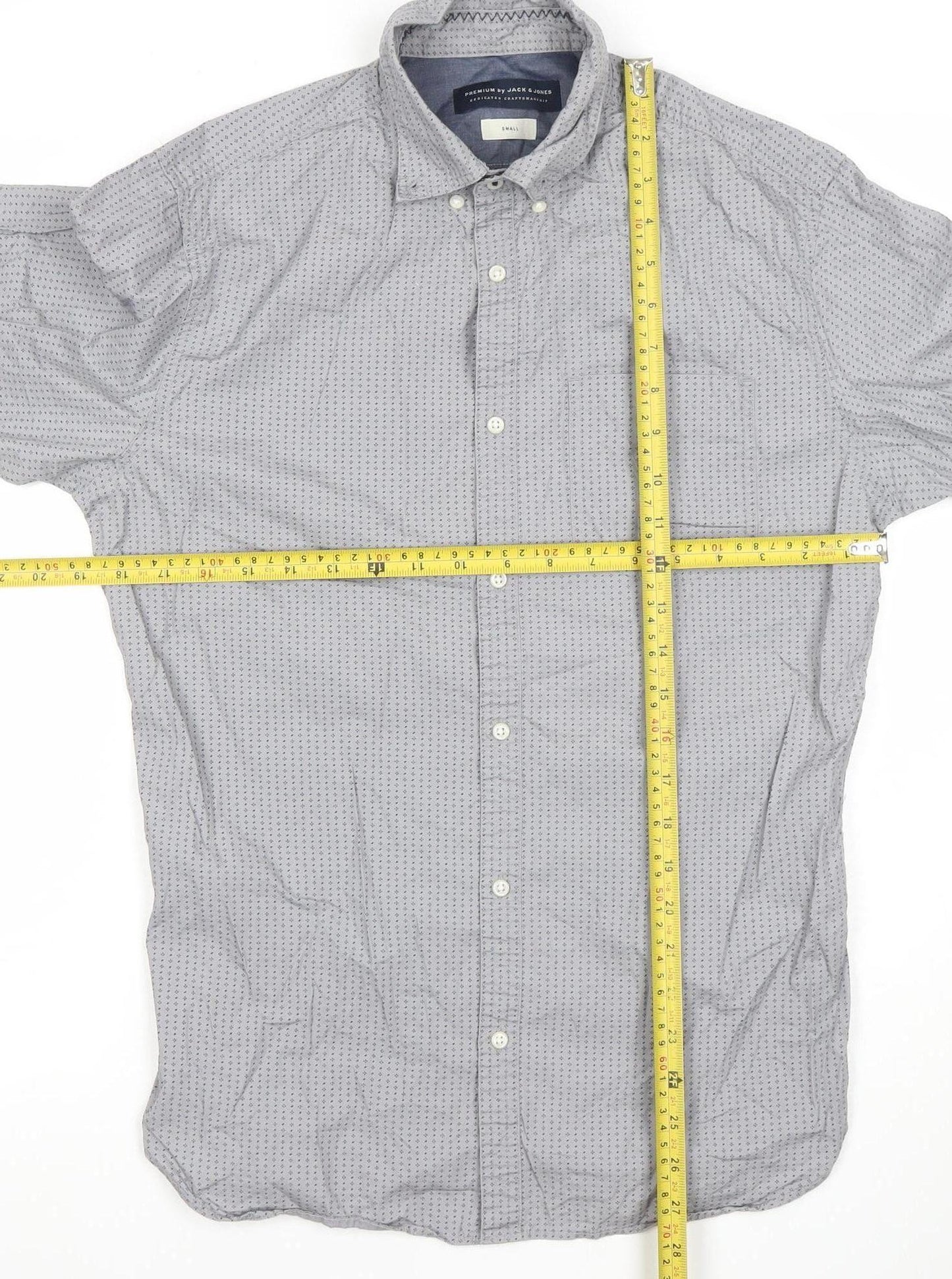 Jack & Jones Premium Men's Grey Small Classic Long Sleeve Button-Up Shirt