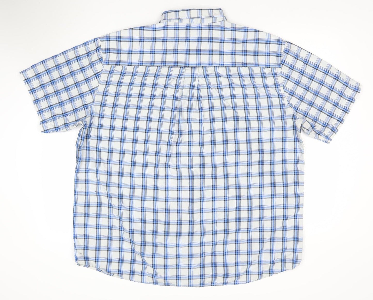 Farah Classic Men's Blue Check 2XL Cotton Button-Up Short Sleeve Shirt