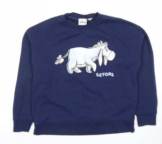 Disney Women’s Navy Blue Eeyore Sweatshirt Size XS Pullover Cotton Blend