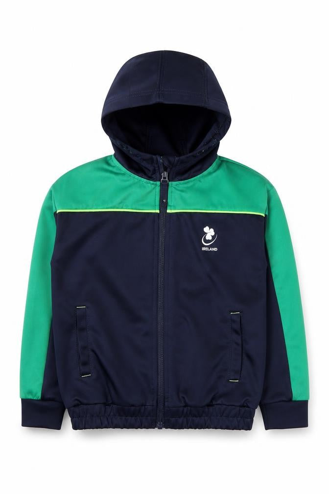 Dunnes Boys Navy Green Full Zip Hoodie 6-7 Years Polyester Blend Ireland Logo