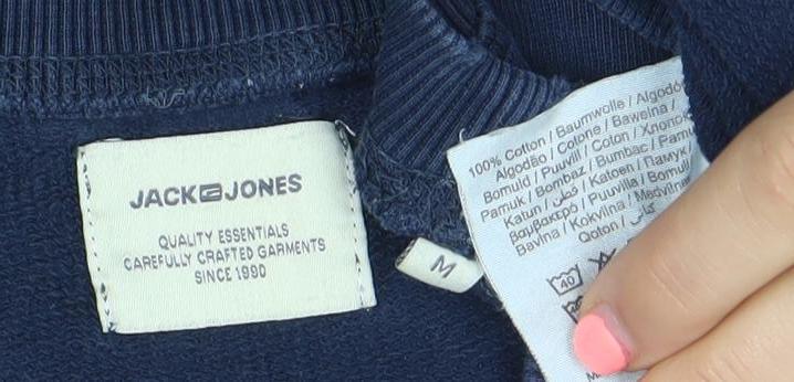 Jack & Jones Men's Blue Cotton Crew Neck Sweatshirt M