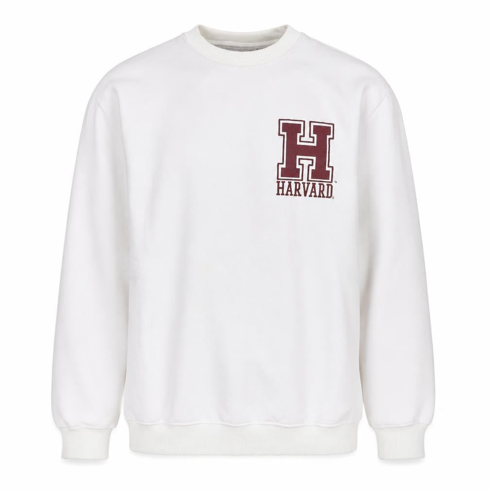 Harvard Mens White Crew Neck Pullover Sweatshirt Size S Regular Fit