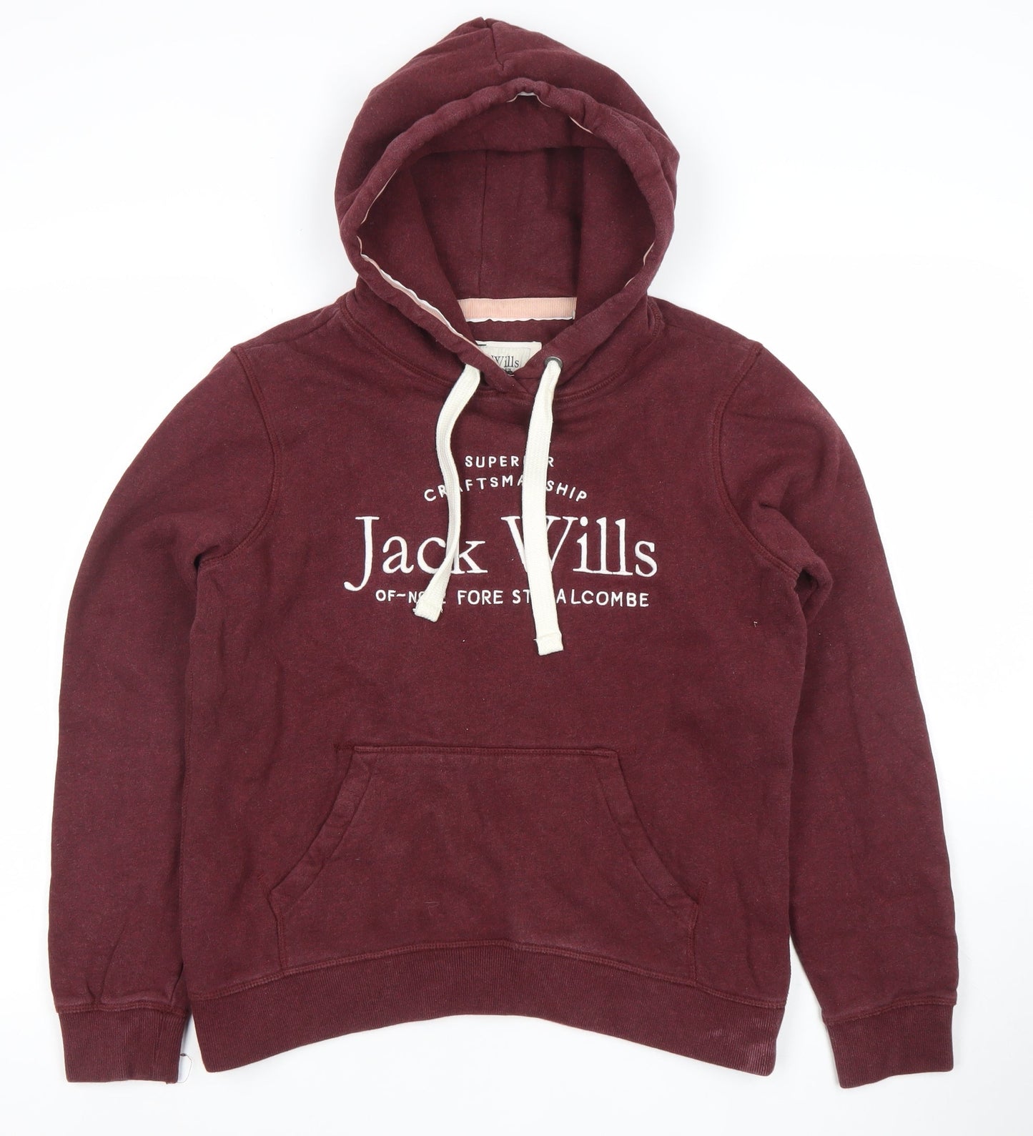 Jack Wills Womens Burgundy Hoodie Size 10 Cotton Blend Pullover