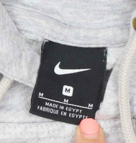 Nike Men Grey Pullover Hoodie M Regular Fit Fleece Cotton Blend