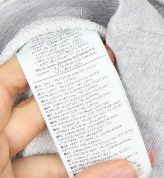 Nike Men Grey Pullover Hoodie M Regular Fit Fleece Cotton Blend